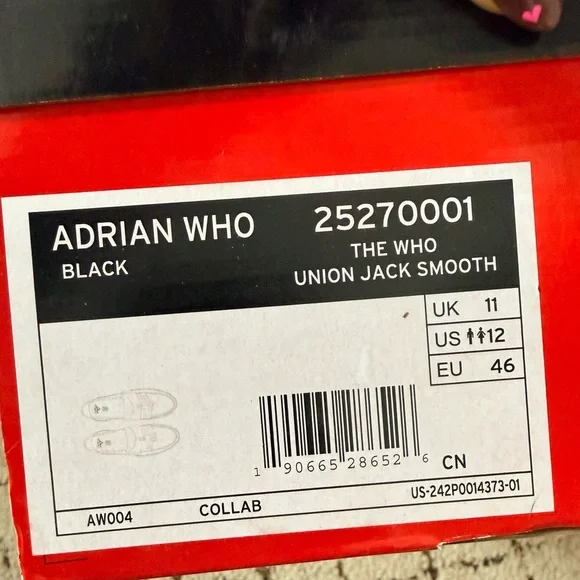 NIB DR MARTENS ADRIAN WHO BLACK UNION JACK SMOOTH LOAFER, SIZE 12